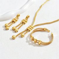Copper 14K Gold Plated Retro Solid Color Jewelry Set main image 4