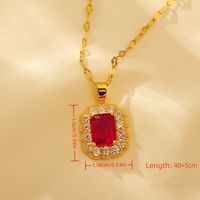 Copper 18K Gold Plated Elegant Simple Style Inlay Square Agate Pendant Necklace main image 2