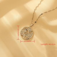 Pure Titanium Brass Cute Simple Style Inlay Tree Owl Artificial Diamond Pendant Necklace main image 2