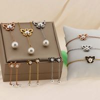 Titanium Steel 18K Gold Plated Retro Simple Style Butterfly Bracelets Earrings Necklace main image 1