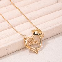 Simple Style Classic Style Doctoral Cap Number Heart Shape Zinc Alloy Women's Pendant Necklace main image 4