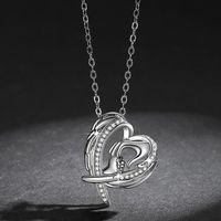Wholesale Elegant Modern Style Heart Shape Copper Asymmetrical Metal Inlay Gold Plated Silver Plated Zircon Pendant Necklace main image 2