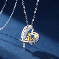 Wholesale Elegant Modern Style Heart Shape Copper Asymmetrical Metal Inlay Gold Plated Silver Plated Zircon Pendant Necklace main image 1