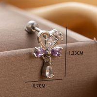 1 Piece Casual French Style Korean Style Square Heart Shape Butterfly Hollow Out Inlay Copper Zircon Drop Earrings Ear Studs main image 2