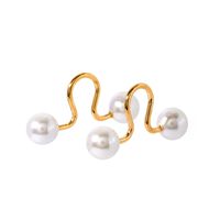 1 Pair IG Style Simple Style Geometric Inlay 316 Stainless Steel  Pearl 18K Gold Plated Ear Cuffs main image 6