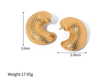 1 Pair IG Style Fish Scales 316 Stainless Steel  18K Gold Plated Earrings main image 2