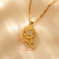 Copper 18K Gold Plated Simple Style Classic Style Sunflower Inlay Zircon Pendant Necklace main image 2