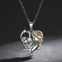 Copper MAMA Inlay Heart Shape Zircon Pendant Necklace main image 5