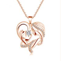 Copper MAMA Inlay Heart Shape Zircon Pendant Necklace sku image 1