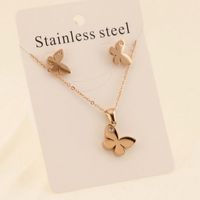 Titanium Steel 18K Gold Plated Elegant Simple Style Butterfly Bracelets Earrings Necklace main image 4