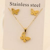 Titanium Steel 18K Gold Plated Elegant Simple Style Butterfly Bracelets Earrings Necklace main image 3