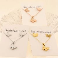 Acero Titanio Chapados en oro de 18k Elegante Estilo Simple Mariposa Pulsera Aretes Collar main image 11