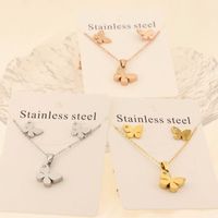 Titanium Steel 18K Gold Plated Elegant Simple Style Butterfly Bracelets Earrings Necklace main image 1