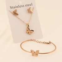 Titanium Steel 18K Gold Plated Elegant Simple Style Butterfly Bracelets Earrings Necklace main image 5