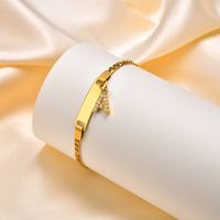 304 Stainless Steel 18K Gold Plated Sweet Shiny Inlay Letter Zircon Bracelets main image 6