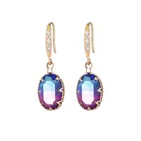 1 Pair Lady Oval Inlay Copper Zircon Drop Earrings sku image 6