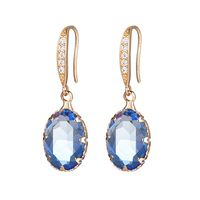 1 Pair Lady Oval Inlay Copper Zircon Drop Earrings sku image 3