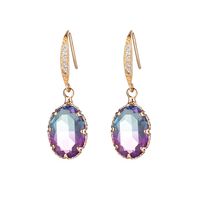 1 Pair Lady Oval Inlay Copper Zircon Drop Earrings sku image 7