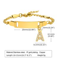 304 Stainless Steel 18K Gold Plated Sweet Shiny Inlay Letter Zircon Bracelets sku image 1