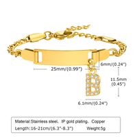 304 Stainless Steel 18K Gold Plated Sweet Shiny Inlay Letter Zircon Bracelets sku image 2