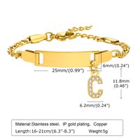 304 Stainless Steel 18K Gold Plated Sweet Shiny Inlay Letter Zircon Bracelets sku image 3