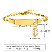 304 Stainless Steel 18K Gold Plated Sweet Shiny Inlay Letter Zircon Bracelets sku image 4