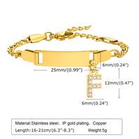 304 Stainless Steel 18K Gold Plated Sweet Shiny Inlay Letter Zircon Bracelets sku image 6