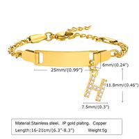304 Stainless Steel 18K Gold Plated Sweet Shiny Inlay Letter Zircon Bracelets sku image 8