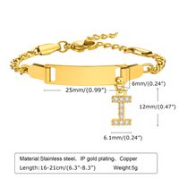 304 Stainless Steel 18K Gold Plated Sweet Shiny Inlay Letter Zircon Bracelets sku image 9