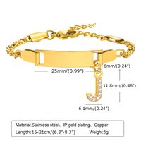 Acier Inoxydable 304 Plaqué Or 18K Sucré Brillant Incruster Lettre Zircon Bracelets sku image 10