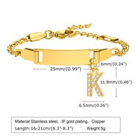 304 Stainless Steel 18K Gold Plated Sweet Shiny Inlay Letter Zircon Bracelets sku image 11