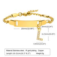 304 Stainless Steel 18K Gold Plated Sweet Shiny Inlay Letter Zircon Bracelets sku image 12