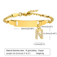 304 Stainless Steel 18K Gold Plated Sweet Shiny Inlay Letter Zircon Bracelets sku image 14