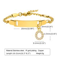 304 Stainless Steel 18K Gold Plated Sweet Shiny Inlay Letter Zircon Bracelets sku image 15