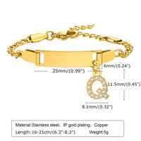 304 Stainless Steel 18K Gold Plated Sweet Shiny Inlay Letter Zircon Bracelets sku image 17