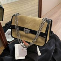 Women's Medium Pu Leather Solid Color Streetwear Square Lock Clasp Shoulder Bag Crossbody Bag main image 1