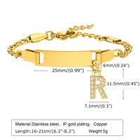 304 Stainless Steel 18K Gold Plated Sweet Shiny Inlay Letter Zircon Bracelets sku image 18