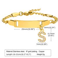 304 Stainless Steel 18K Gold Plated Sweet Shiny Inlay Letter Zircon Bracelets sku image 19