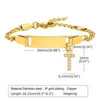 304 Stainless Steel 18K Gold Plated Sweet Shiny Inlay Letter Zircon Bracelets sku image 20