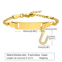304 Stainless Steel 18K Gold Plated Sweet Shiny Inlay Letter Zircon Bracelets sku image 21