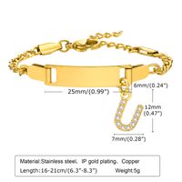 Acero Inoxidable 304 Chapados en oro de 18k Dulce Brillante Embutido Letra Circón Pulsera sku image 21