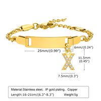 304 Stainless Steel 18K Gold Plated Sweet Shiny Inlay Letter Zircon Bracelets sku image 24