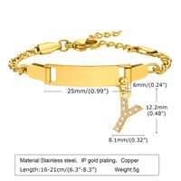 304 Stainless Steel 18K Gold Plated Sweet Shiny Inlay Letter Zircon Bracelets sku image 25