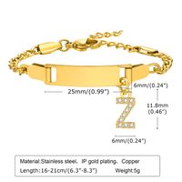 304 Stainless Steel 18K Gold Plated Sweet Shiny Inlay Letter Zircon Bracelets sku image 26