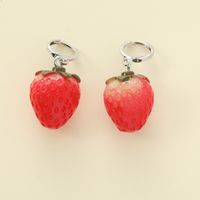 1 Pair Cute Strawberry Resin Drop Earrings sku image 2