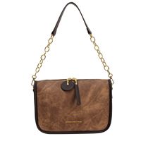Women's Medium Pu Leather Solid Color Classic Style Square Zipper Shoulder Bag Crossbody Bag sku image 3