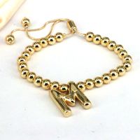 Copper Gold Plated Vintage Style Simple Style Letter Bracelets main image 4