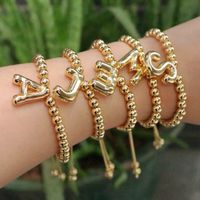 Copper Gold Plated Vintage Style Simple Style Letter Bracelets main image 1