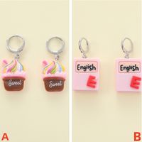 1 Pair Cute Streetwear Ice Cream Letter Resin Drop Earrings main image 5