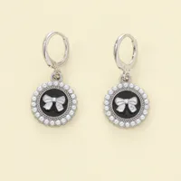 1 Pair Casual Simple Style Devil's Eye Bow Knot Asymmetrical Zinc Alloy Artificial Pearls Drop Earrings sku image 1